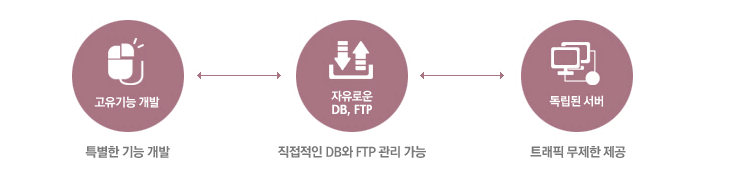 고유기능개발, 자유로운 db,ftp, 독립된 서버